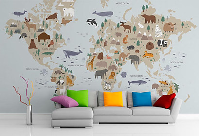 Fototapeta Mapa svet zvierat 